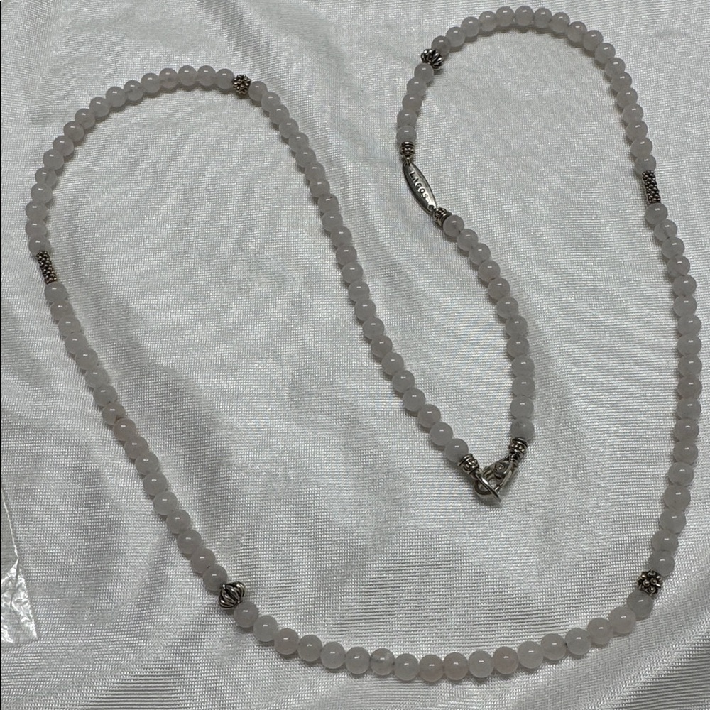 LAGOS Rose Quartz Pink Beaded Necklace with Silver Accents